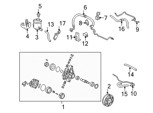 Kit Power Steering Pump Diagram for 06531-RNA-000