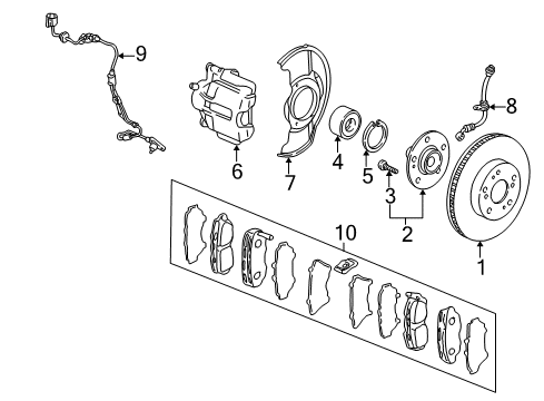 Sensor Assembly, Right Front Diagram for 57450-S9A-003