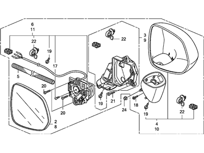 Honda 76250-SLN-A01ZA Mirror Assembly, Driver Side Door (Vivid Blue Pearl) (R.C.)