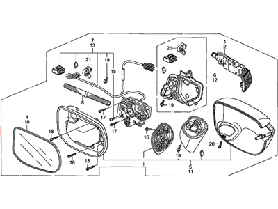 Honda 76250-SNR-C02ZN Mirror Assembly, Driver Side Door (Polished Metal Metallic) (R.C.) (Heated)