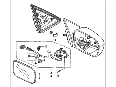 Honda 76250-S82-K21ZJ Mirror Assembly, Driver Side Door (Nighthawk Black Pearl) (R.C.)