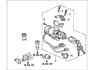Honda 06350-SR2-A80 Cylinder Set, Key (Service)