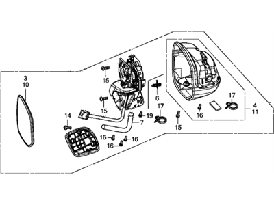 Honda 76208-TR0-A31 Mirror Set, Passenger Side (R.C.) (Heated)