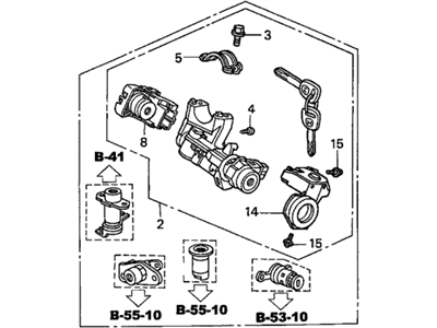 Honda 06350-S5A-A32 Cylinder Set, Key