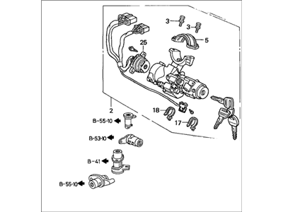 Honda 06350-S01-A01 Cylinder Set, Key (Service)