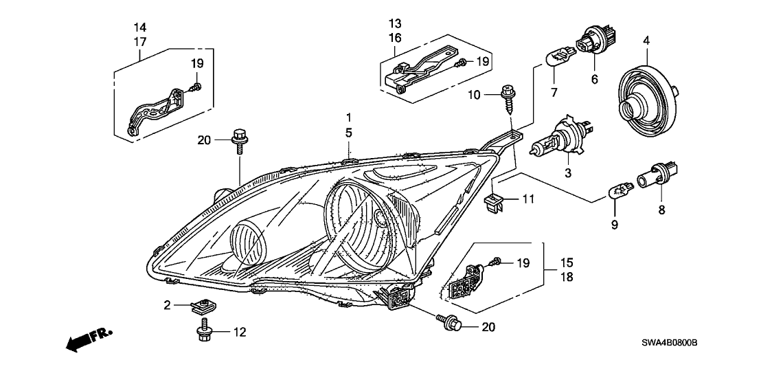47510SNAA54 Genuine Honda Wire B, R. Parking Brake