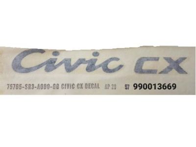 Honda 75765-SR3-A01ZG Sticker, RR. (Typeva) (Civic Cx)