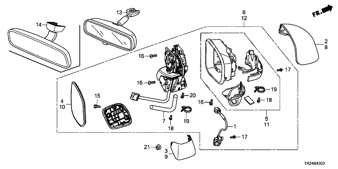 76208TR4A21 Genuine Honda Mirror Set, R.
