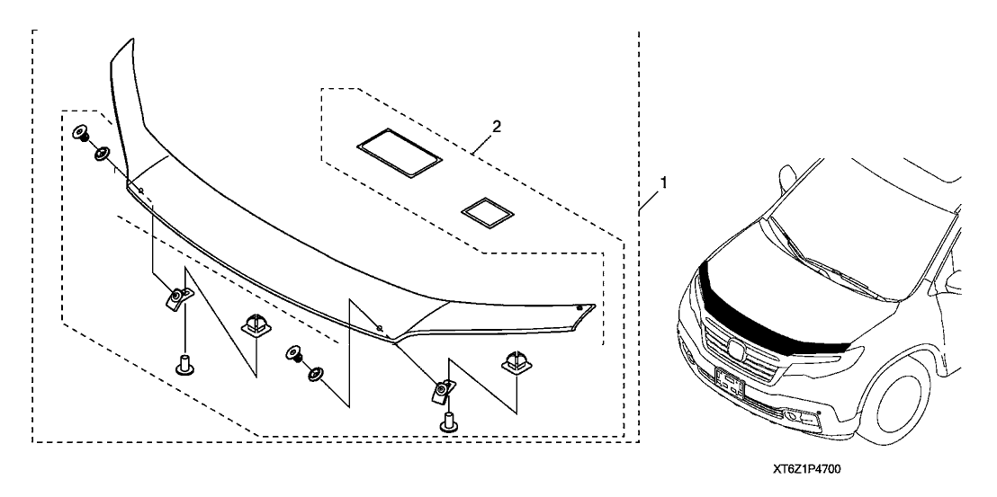 2019 Honda Passport 5 Door EXL (2WD) KA 9AT Hood Air Deflector (Low