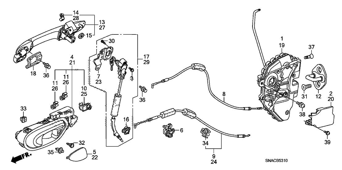 72173SNAA01 Genuine Honda Cable, L. FR. Door Lock