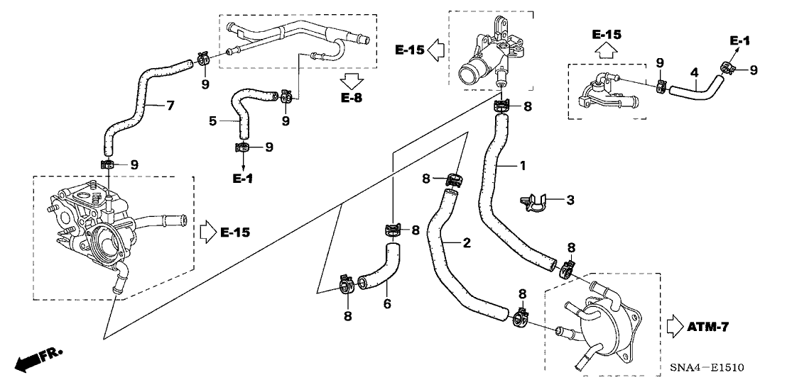 2008 Honda Civic 4 Door LX KA 5AT Water Hose (1.8L) of Engine