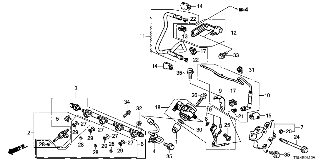 160105LA305 Genuine Honda Injector Set, Fuel