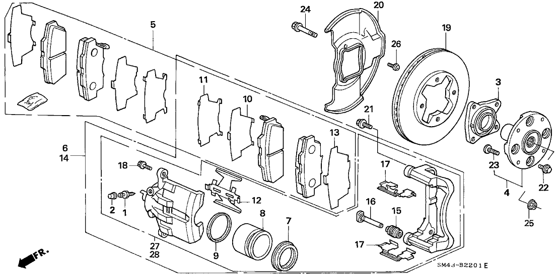 1992 Honda Accord 4 Door LX KA 5MT Front Brake Honda Parts Now