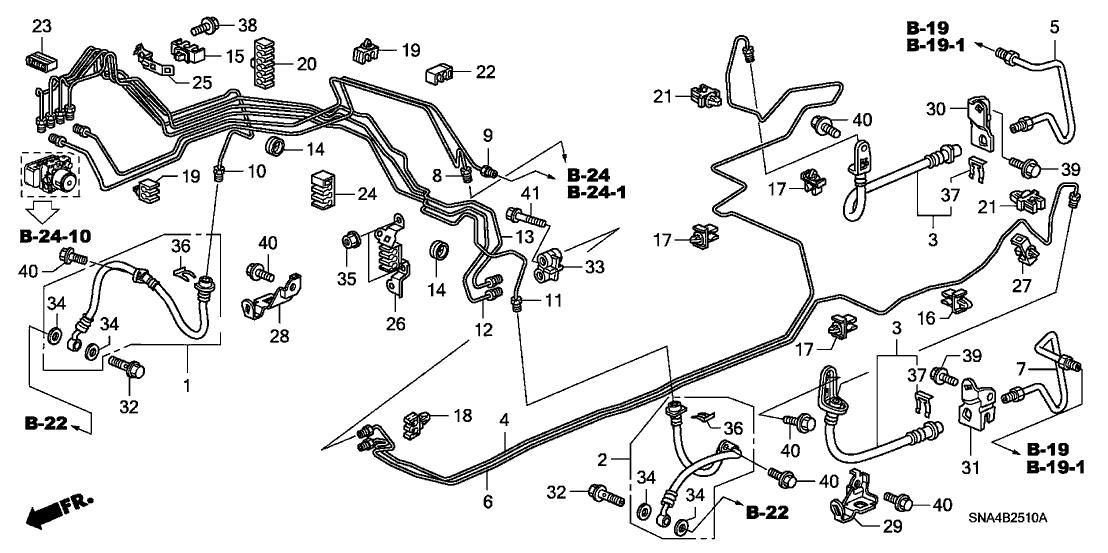 2008 Honda Civic 4 Door LX KA 5AT Brake Lines (ABS) (Drum)