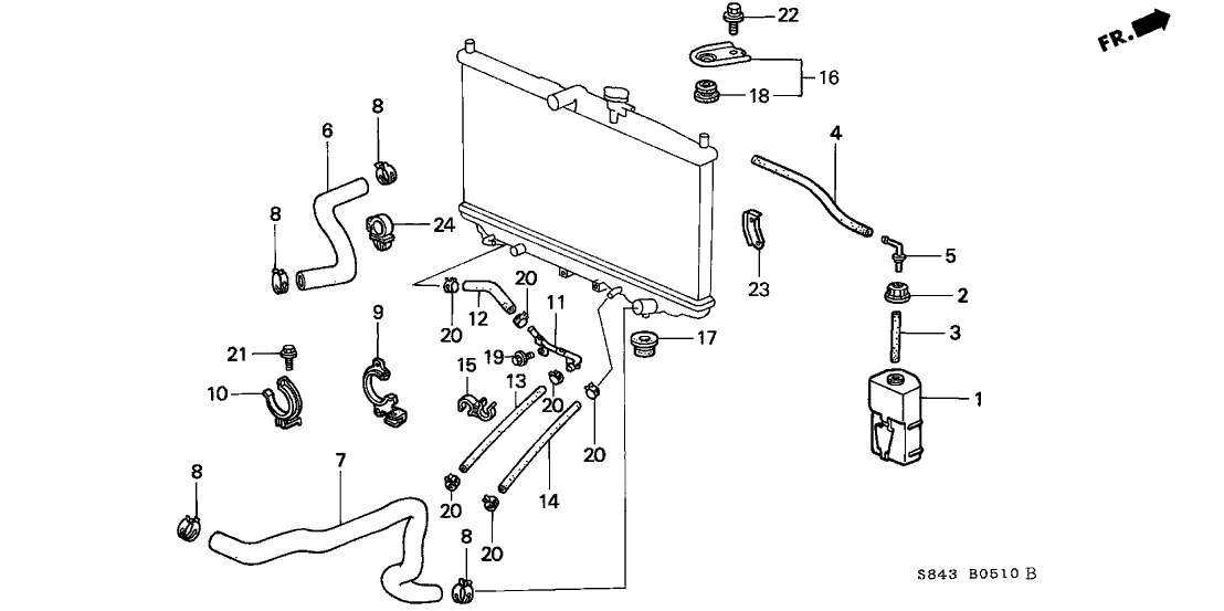 1999 Honda Accord 4 Door EX KA 4AT Radiator Hose