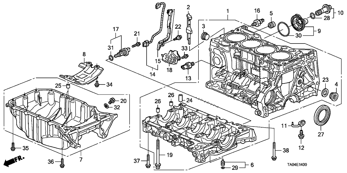 2009 Honda Accord 4 Door EXL KA 5AT Cylinder Block Oil Pan (L4)