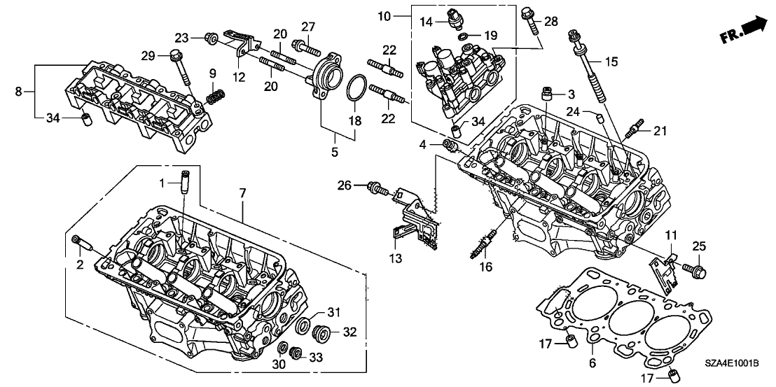 2011 Honda Pilot 5 Door EXL (4WD/RES) KA 5AT Rear Cylinder Head