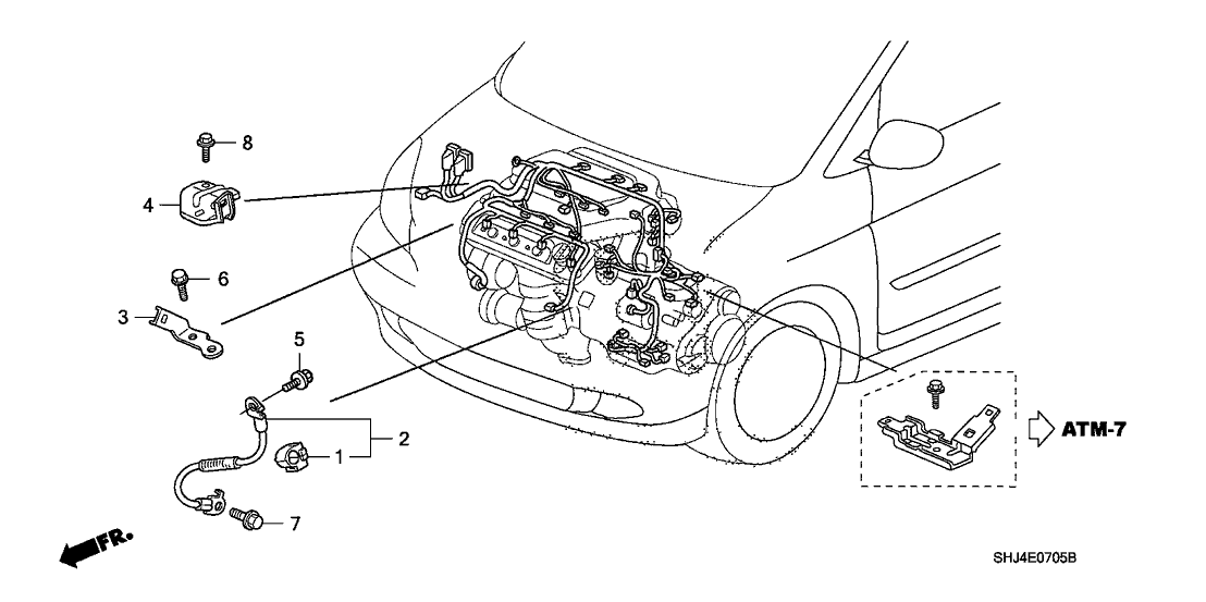 2010 Honda Odyssey 5 Door EXL KA 5AT Engine Wire Harness Stay