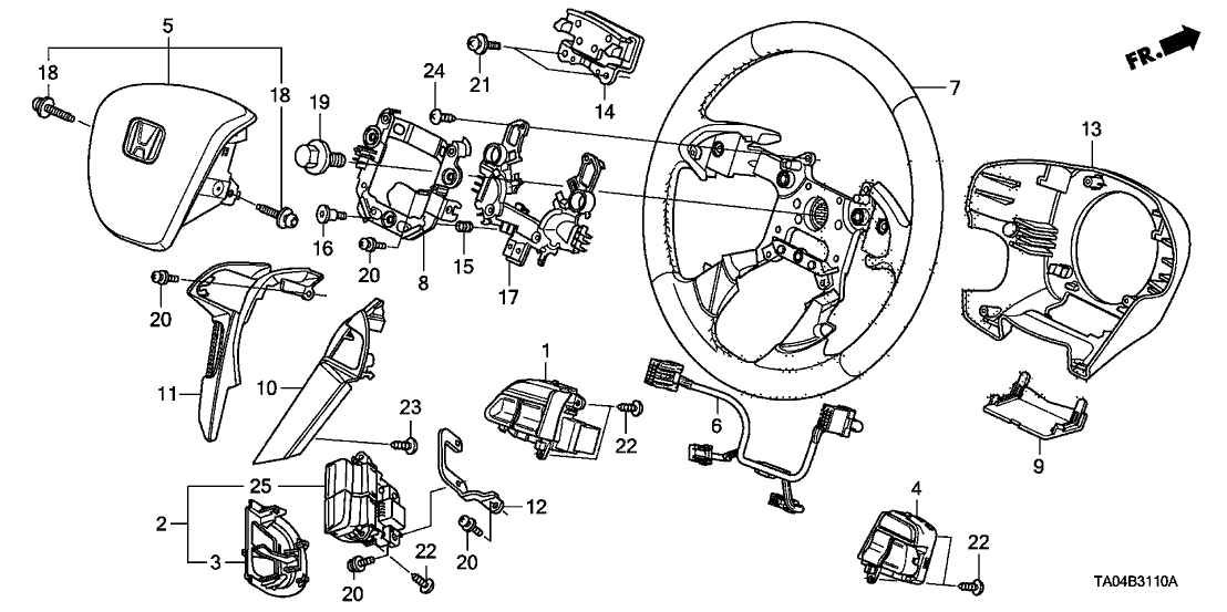 2008 Honda Accord 4 Door EXV6 KA 5AT Steering Wheel (SRS)