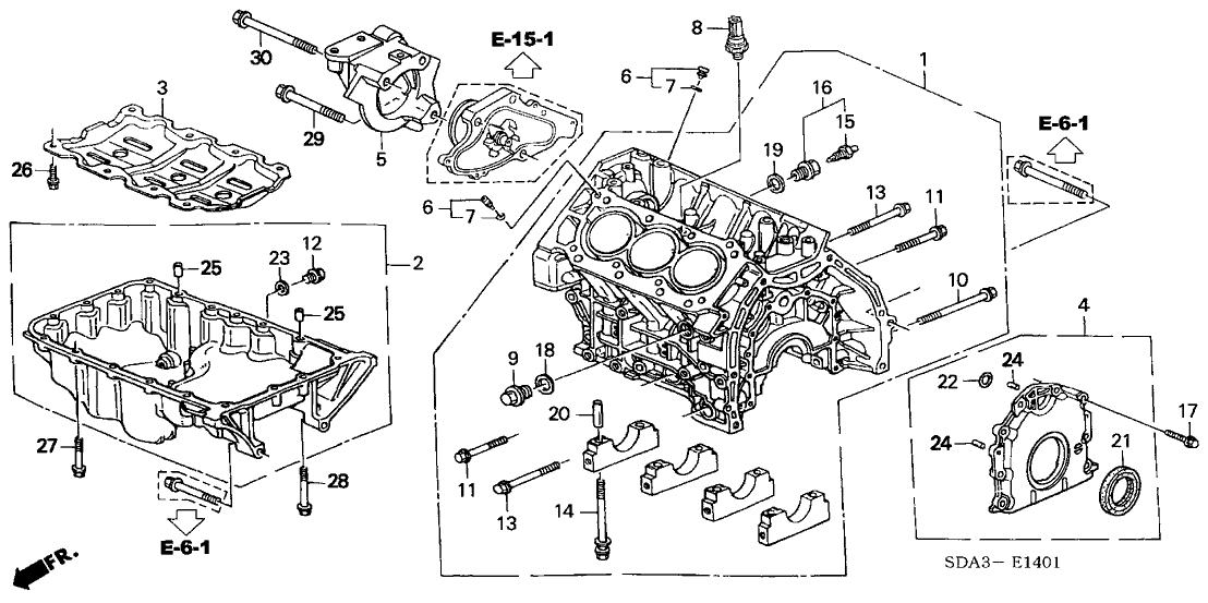 2004 Honda Accord 4 Door EX (V6) KA 5AT Cylinder Block - Oil Pan (V6)