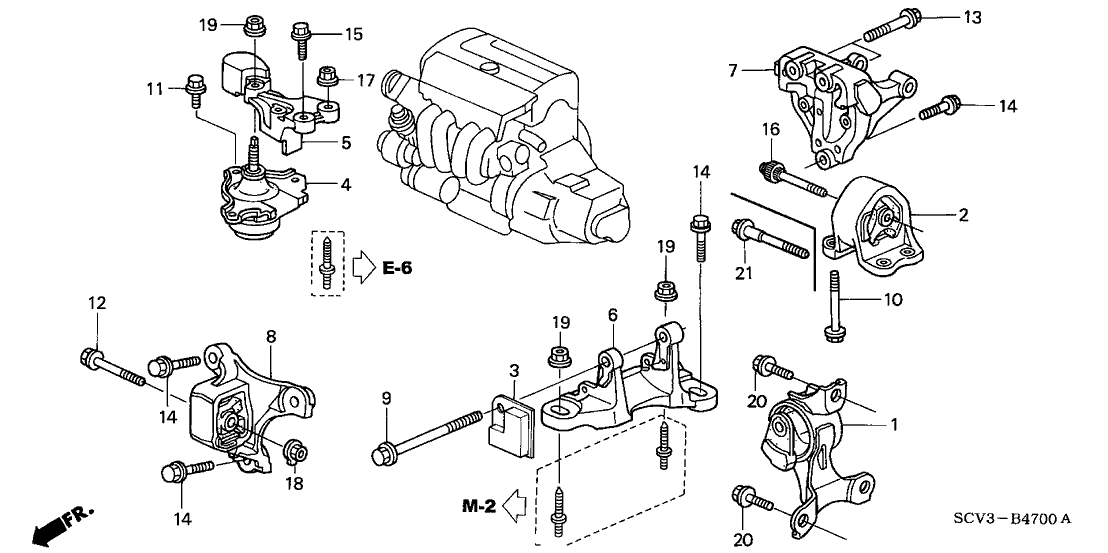 2004 Honda Element 5 Door EX (4WD) KA 5MT Engine Mounts