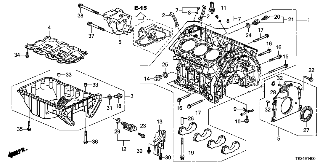 2014 Honda Odyssey 5 Door TOURIN (ELITE) KA 6AT Cylinder Block Oil Pan