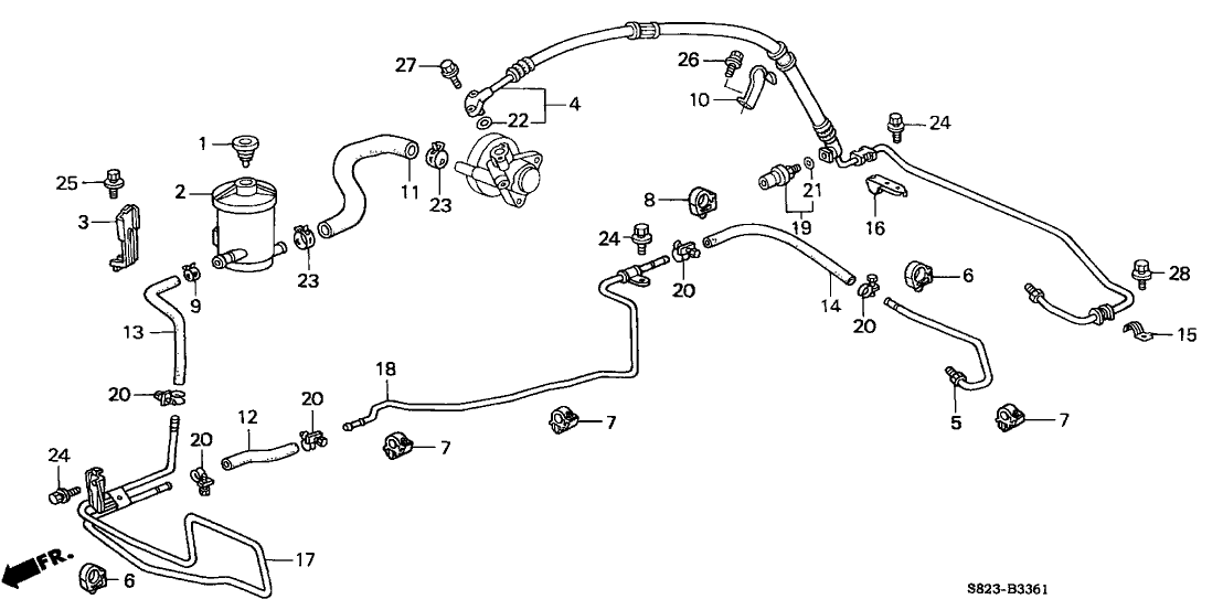 53713-S87-A04 - Genuine Honda Hose, Power Steering Feed (LH)