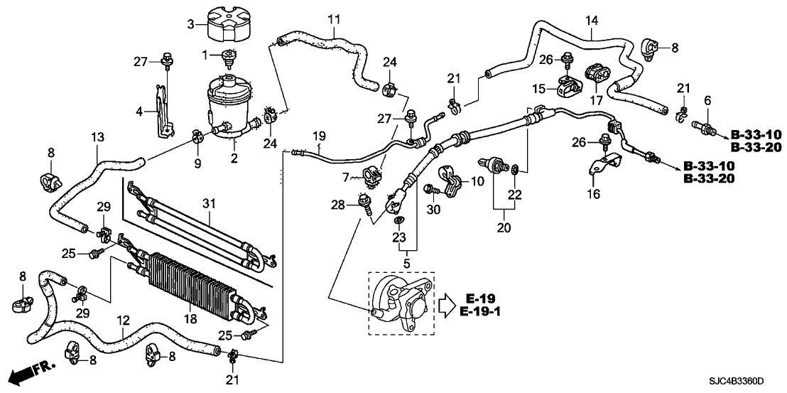 53713SJCA02 Genuine Honda Hose, Power Steering Feed