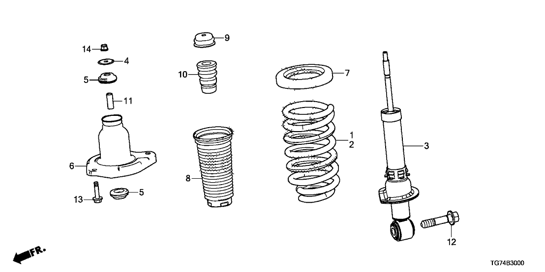 2016 Honda Pilot 5 Door TRG (2WD) KA 9AT Rear Shock Absorber