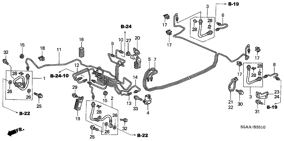 2004 Honda Civic 4 Door EX KA 4AT Brake Lines (ABS)