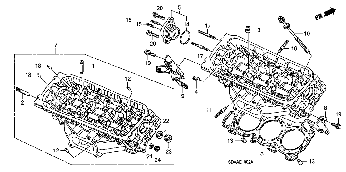 2007 Honda Accord 4 Door EX (V6) KA 5AT Rear Cylinder Head (V6)