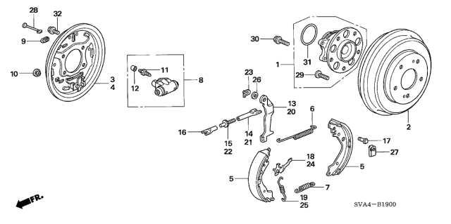 Rear Brake (Drum) - 2008 Honda Civic 2 Door LX KA 5AT