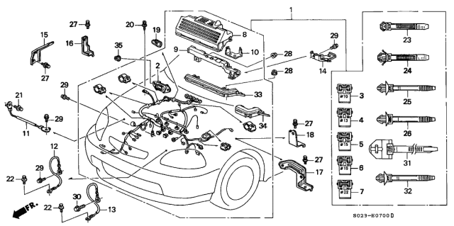 Engine Wire Harness - 2000 Honda Civic 2 Door EX KA 5MT