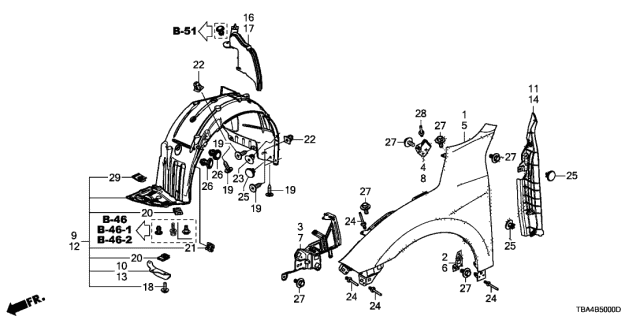 TYC 74101-SV4-000(010) Fender INNER RH | Bravo Motor - Honda Auto Parts - View #2