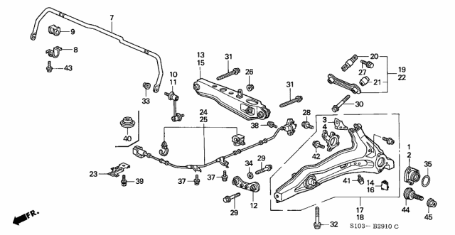 Rear Lower Arm - 2000 Honda CR-V 5 Door EX KA 4AT