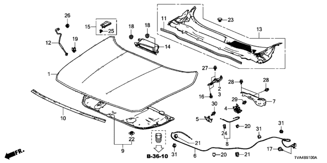 Tva A01 Genuine Honda Grommet Hood Open Stay Tva A01 Genuine Honda Grommet Hood Open Stay