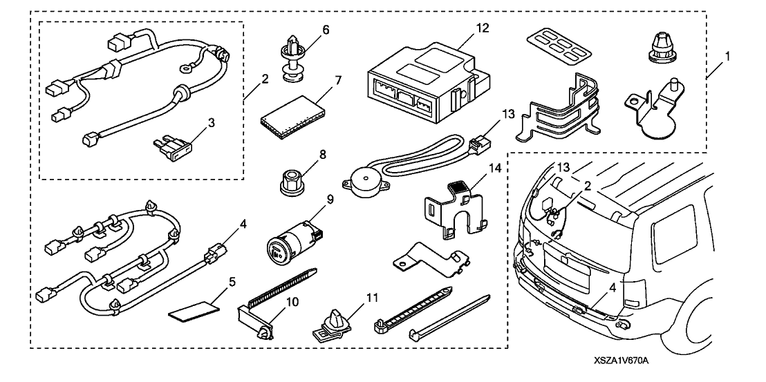 Honda 08V67-SZA-1B030 Harness, Back-Up Sensor