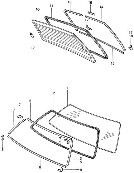 Honda 67202-SA0-901 Weatherstrip, FR. Windshield