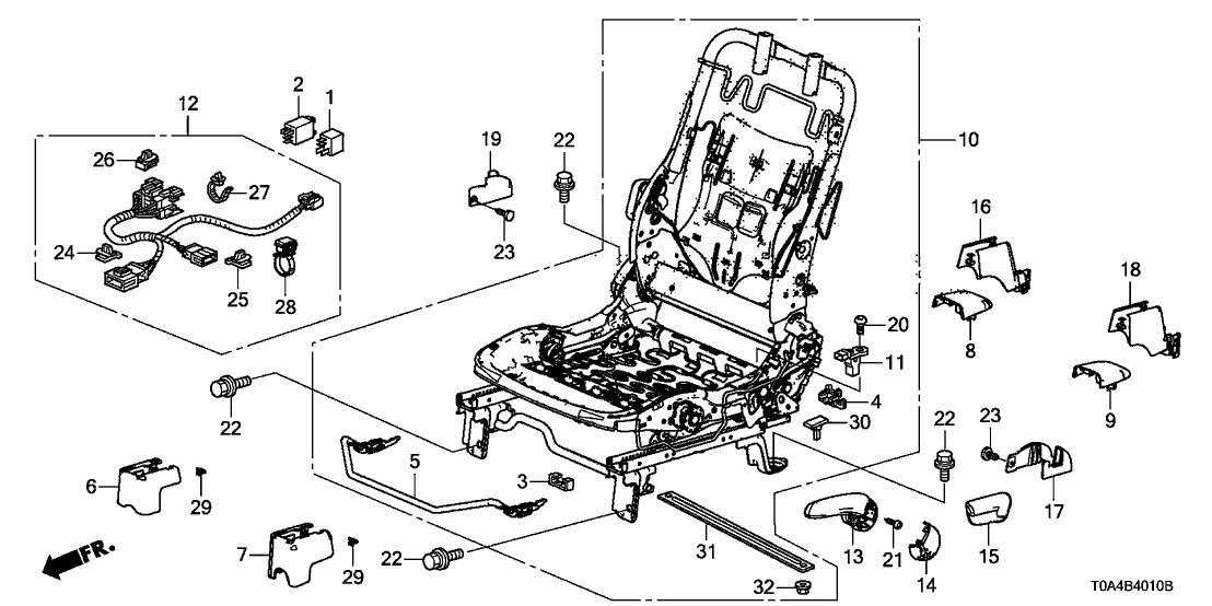 Honda 81281-T0A-A01 Frame, FR. Seat Connecting (Lower)