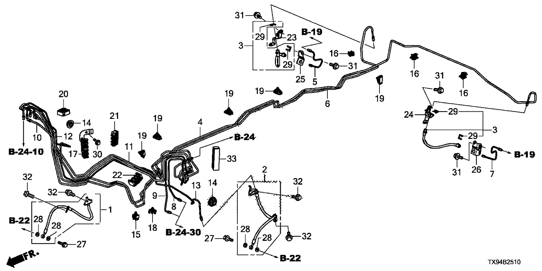 Honda 46331-TX9-A00 Pipe E, R. Brake