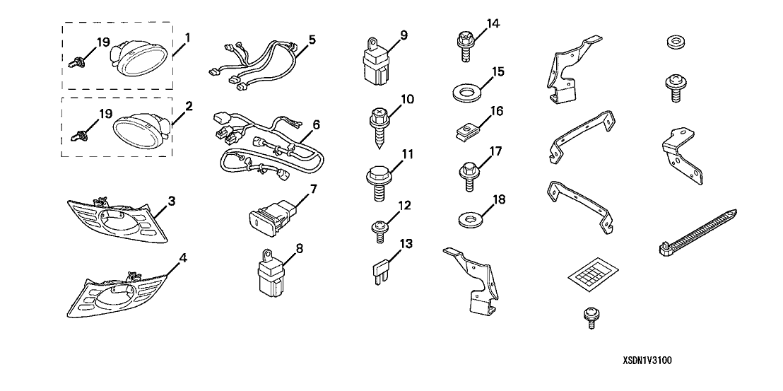 Honda 08V31-SDN-10052 Garnish Assy., R. Foglight