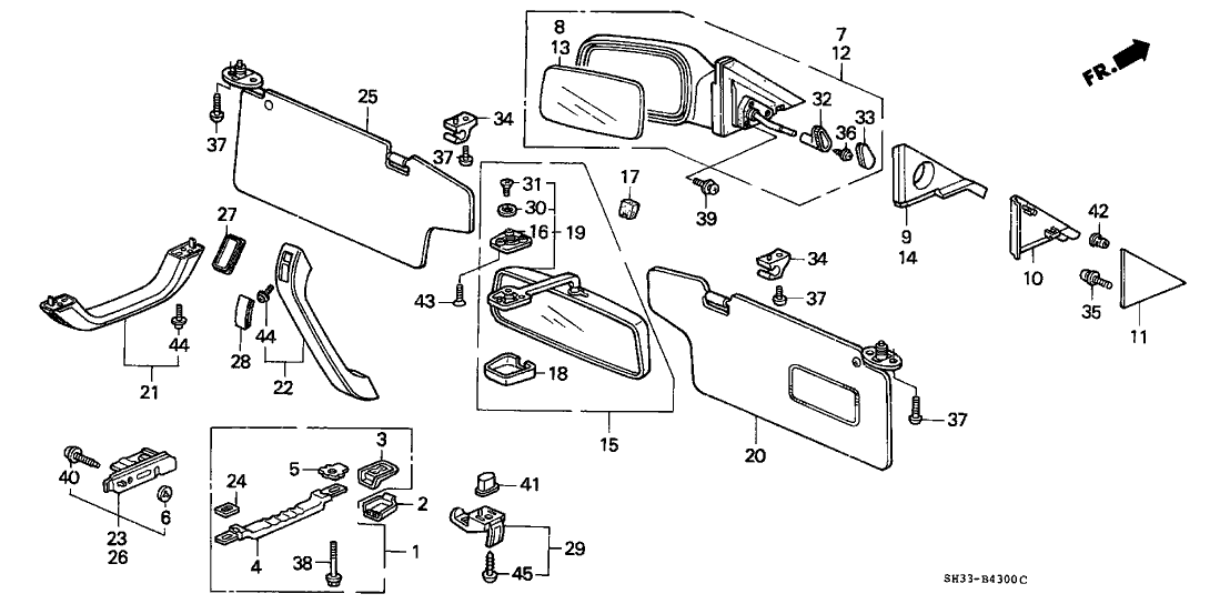 Honda 83280-SH0-A00ZA Sunvisor Assembly, Driver Side (Lofty Blue)