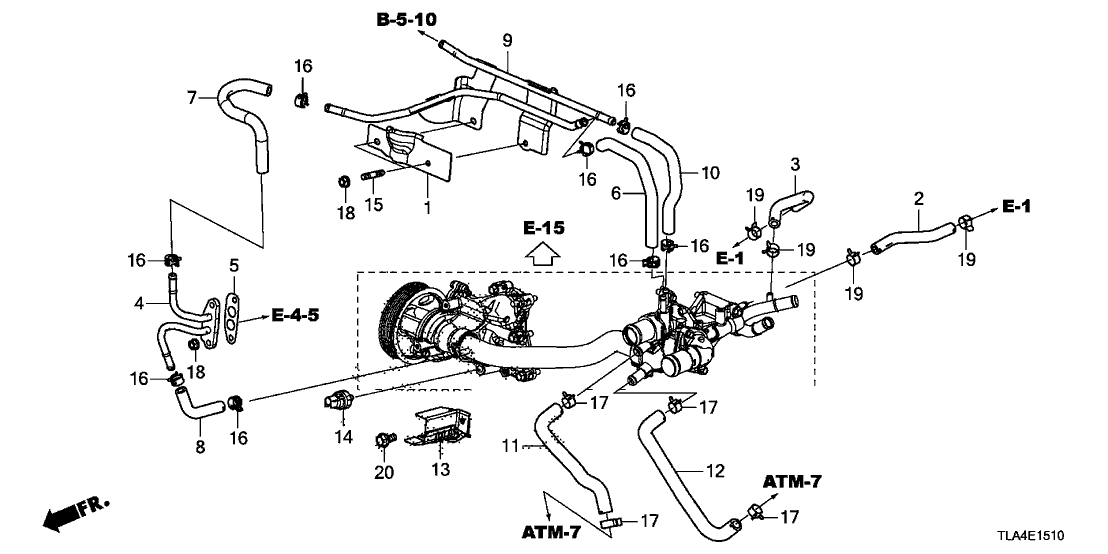 Honda 19527-5AA-A01 Hose A,T/C Water