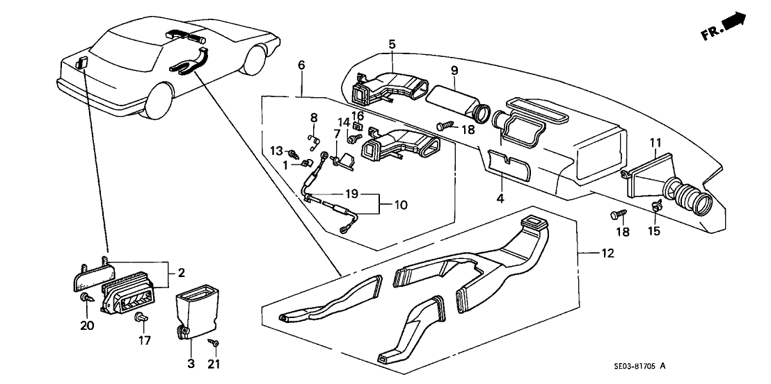 Honda 83331-SE0-A00 Duct, RR. Heater