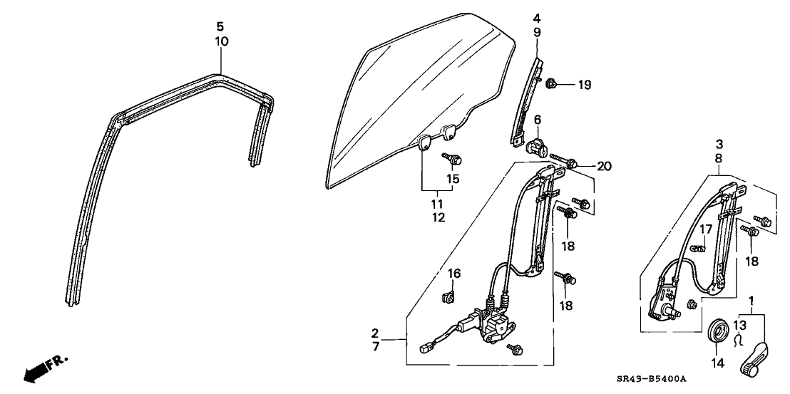 Honda 73400-SR4-000 Glass Assy., R. RR. Door (Aag)