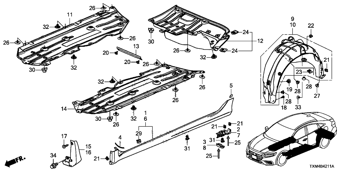 Honda 71805-TXM-A00 RUB, SIDE SILL GARN