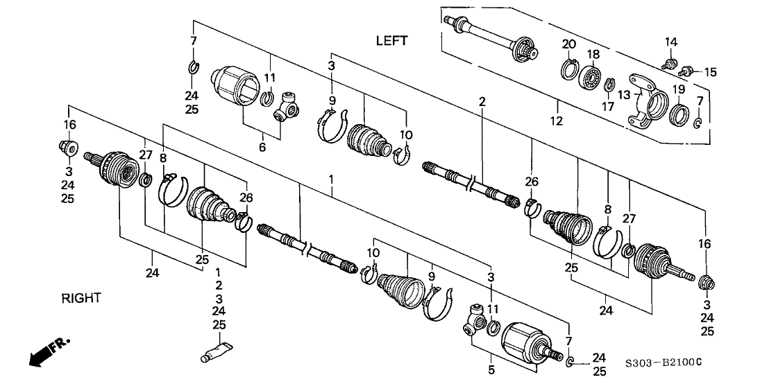 Honda 44511-SX1-300 Support, Half Shaft Bearing