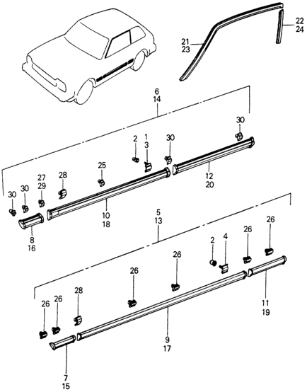 Honda 75846-SA0-970 Molding, L. FR. Sash