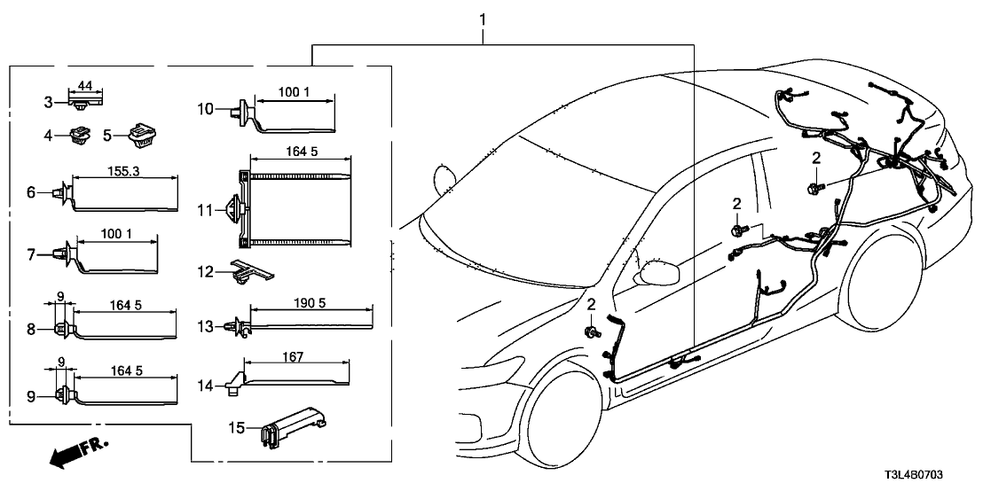 Honda 32160-T3L-A01 Wire Harness, L. Side