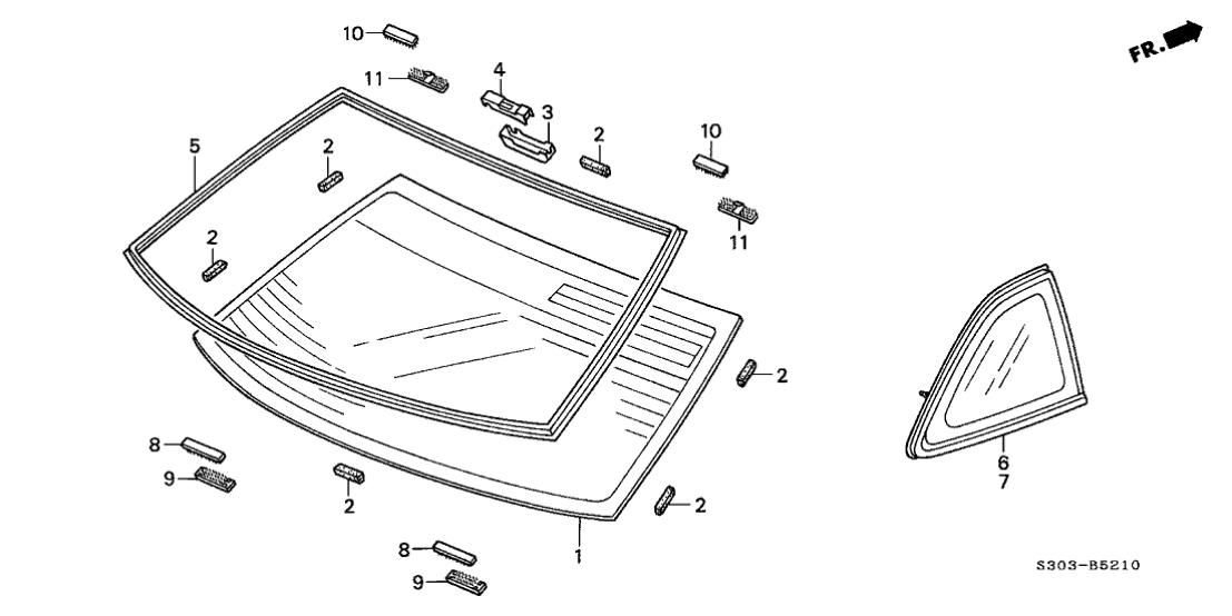 Honda 73211-S30-E11 Glass, RR. Windshield